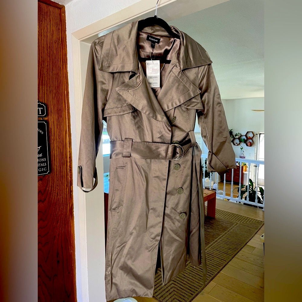 Bebe Women's Elegant Gray Trench Coat